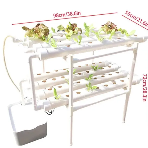 Clearance Plantningssystem, 2 niveauer, 72 plantningshuller,HVID Kit Til Plante- & Urtedyrkning