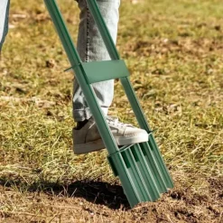 Haveværktøj^Plænelufter 30 cm manuel med skridsikkert håndtag, jordlufter/vertikalskærer til have