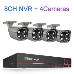 Discount POE Kamera System, 5MP Opløsning, AI Ansigtsgenkendelse, Ingen, 8CH 4stk Kamera 5MP Sikkerhedsmonitorer & Videokameraer