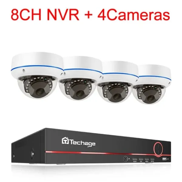 New POE NVR CCTV-system, 5MP indendørs dome audio IP-kamera, fjernvideo sikkerhed., , 3T, 8CH NVR and 4 Camera Sikkerhedsmonitorer & Videokameraer