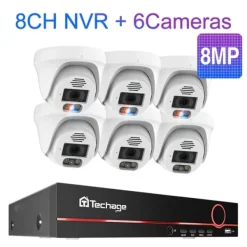 Sikkerhedsmonitorer & Videokameraer^POE Sikkerhedskamera System, 4K Opløsning, Ansigtsgenkendelse, , None, 8CH 6pcs 8MP Cameras