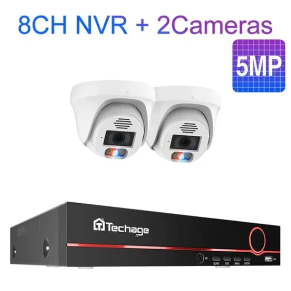Sikkerhedsmonitorer & Videokameraer^POE Sikkerhedskamera System, 4K Opløsning, Ansigtsgenkendelse, , 3T(户外运动), 8CH 2pcs 5MP Camera