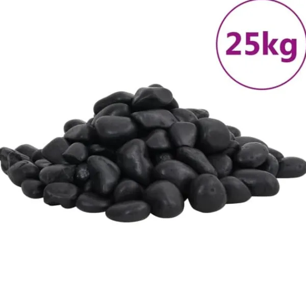 Best Polerede småsten til akvarium og dekoration - 25 kg | Farve: Sort | Størrelse: 2-5 cm Havesten & Trædesten