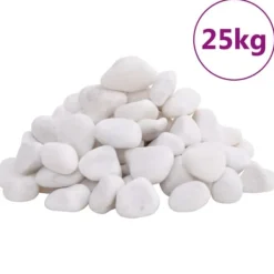 Havesten & Trædesten^Polerede småsten til akvarier og dekoration | 25 kg | Størrelse: 2-5 cm | Farve: Hvid