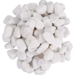 Havesten & Trædesten^Polerede småsten til akvarier og dekoration | 25 kg | Størrelse: 2-5 cm | Farve: Hvid