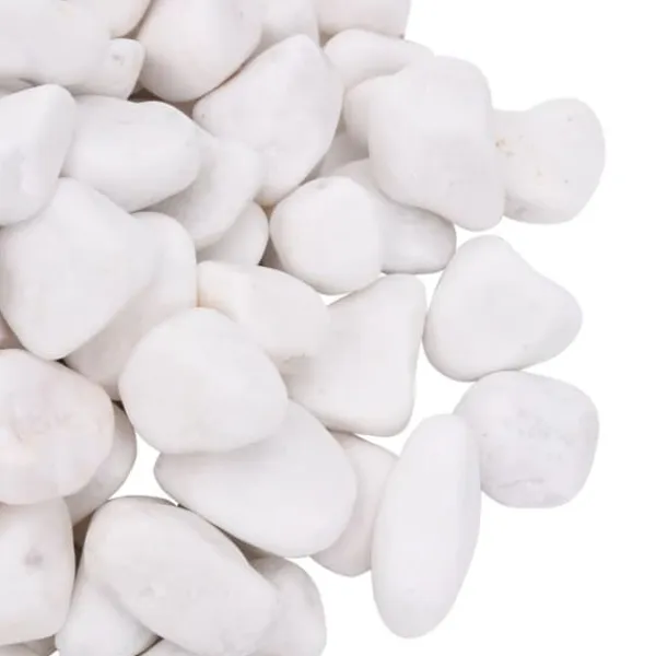 Havesten & Trædesten^Polerede småsten til akvarier og dekoration | 25 kg | Størrelse: 2-5 cm | Farve: Hvid
