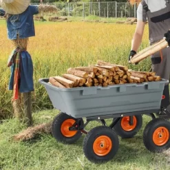 Poly Garden Dump Cart, kraftig yardvogn, 6.48 cu.ft, 1200 lbs, holdbar, alsidig, nem at bruge Haveværktøj