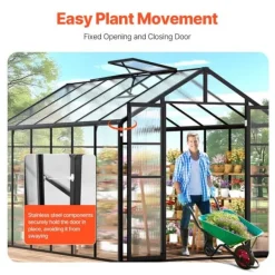 Sale Polycarbonat Drivhus 8 x 12 Ft, Udendørs Walk-in Drivhus, holdbart design, UV-beskyttelse, nem at samle Drivhus