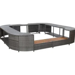 Spa & Udendørsbad^Polyrattan spa-omkrans 268x268x55 cm - Elegant og slidstærk | Farve: Grå