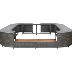 Spa & Udendørsbad^Polyrattan spa-omkrans 268x268x55 cm - Elegant og slidstærk | Farve: Grå