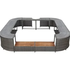 Spa & Udendørsbad^Polyrattan spa-omkrans 268x268x55 cm - Elegant og slidstærk | Farve: Grå
