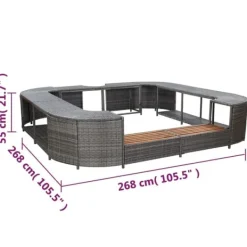Spa & Udendørsbad^Polyrattan spa-omkrans 268x268x55 cm - Elegant og slidstærk | Farve: Grå