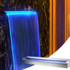 Springvand & Damme^Pool Fountain, Vandfald med LED-lysbånd, 60x11.5x8 cm, Sølv, Rustfrit stål