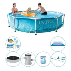 Pooler^Pool kombi tilbud - Intex Metalramme Rund Strand 305x76 cm
