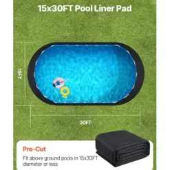 Pool- & Spatilbehør^Pool Liner Underlag, Oval, 457x914 cm, Sort, Geotekstil Materiale