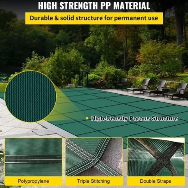 Clearance Pool sikkerhedsafdækning 18x36FT rektangulær til indendørs swimmingpool. Robust grønt net for vinterbeskyttelse og sikkerhed. Pool- & Spatilbehør