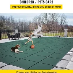 Clearance Pool sikkerhedsafdækning 18x36FT rektangulær til indendørs swimmingpool. Robust grønt net for vinterbeskyttelse og sikkerhed. Pool- & Spatilbehør