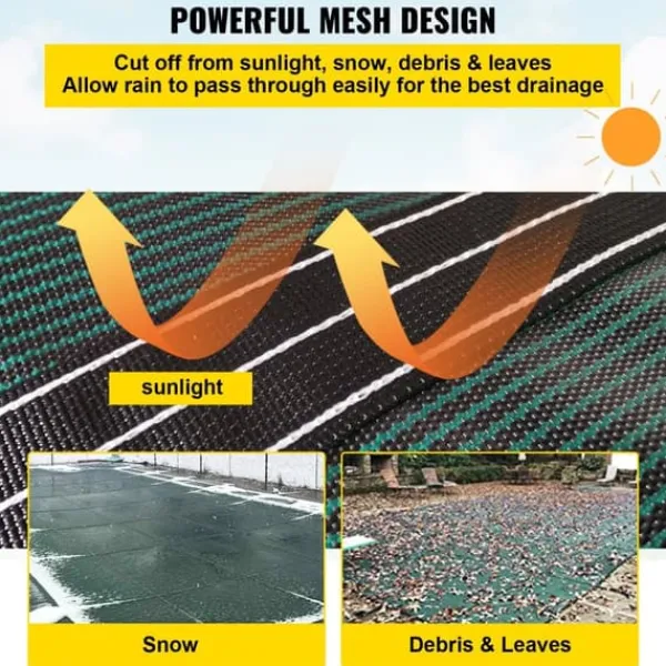 Clearance Pool sikkerhedsafdækning 18x36FT rektangulær til indendørs swimmingpool. Robust grønt net for vinterbeskyttelse og sikkerhed. Pool- & Spatilbehør