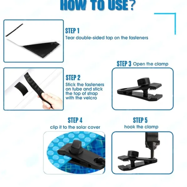 Pool- & Spatilbehør^Pool Solar Cover Reel Fastgørelsessæt med stropper 6-pack