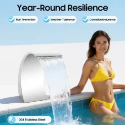 Springvand & Damme^Pool vandfald fontæne - Spillway-kaskade - 30×60 cm - 5,08 cm indvendigt gevind - Metal - Sølv