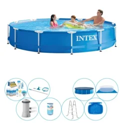 Clearance Poolbundt - Intex Metalramme Rund 366x76 cm Pooler