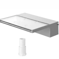 Springvand & Damme^Poolfontæne med overløb 11,8x3,2x8,1 tommer. Blå LED-stribe, solid akryl til have dam og svømmebassin. Perfekt vandfaldseffekt!