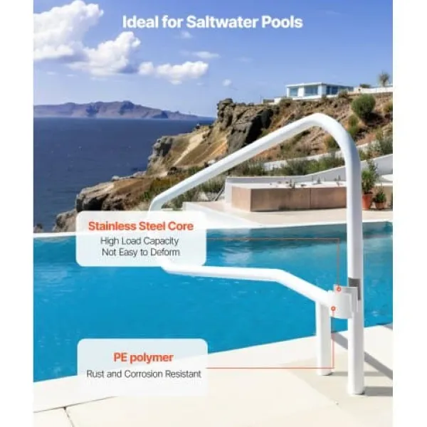 Pool- & Spatilbehør^Poolgelænder, 137,1x81,3 cm, off-white, rustfrit stål