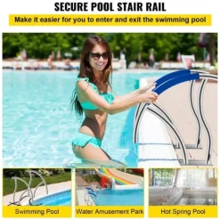 Outlet Pool-gelænder 30"x30" til svømmebassinet, 2 stk. rustfrit stål håndlister med 375 lbs kapacitet og hurtig monteringstilbehør. Pool- & Spatilbehør