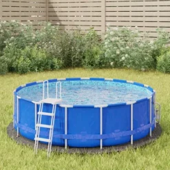 Pool- & Spatilbehør^Poolovertræk - Living poolunderlag Ø244 cm polyester-geotekstil lysegrå