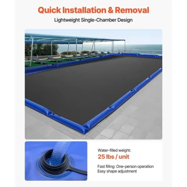 Pool- & Spatilbehør^Poolovertræks vandposer, 6 pakker, 1220mm, Enkeltkammer vandslanger, PVC, Lækagesikre, Blå