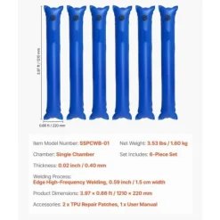 Pool- & Spatilbehør^Poolovertræks vandposer, 6 pakker, 1220mm, Enkeltkammer vandslanger, PVC, Lækagesikre, Blå