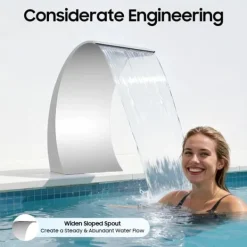 Clearance Poolvandfald - Vandfaldsblad - Metal - Kaskadeffekt - Til Swimmingpool - Sølv Springvand & Damme