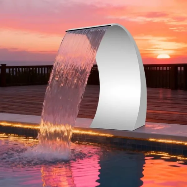 Clearance Poolvandfald - Vandfaldsblad - Metal - Kaskadeffekt - Til Swimmingpool - Sølv Springvand & Damme