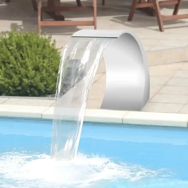 Clearance Poolvandfald - Vandfaldsblad - Metal - Kaskadeffekt - Til Swimmingpool - Sølv Springvand & Damme