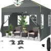 Discount Pop Up Canopy Telt, Vandtæt Design, Justerbar Højde,GRÅ, 3x3M Telte & Lysthuse