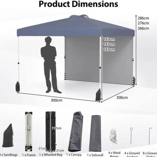 Best Pop up Telthal, 10x10x8,7 ft, Grå Telte & Lysthuse