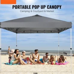 Telte & Lysthuse^Pop-up baldakin festtelt 10x10 fod med bæretaske til camping - mørkegrå, ideelt til udendørs arrangementer!