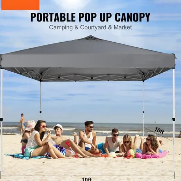 Telte & Lysthuse^Pop-up baldakin festtelt 10x10 fod med bæretaske til camping - mørkegrå, ideelt til udendørs arrangementer!
