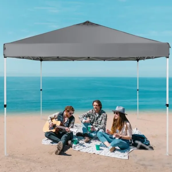 Telte & Lysthuse^Pop-up baldakin festtelt 10x10 fod med bæretaske til camping - mørkegrå, ideelt til udendørs arrangementer!