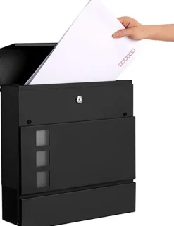 Hot Postkasse - vægmonteret - aflåselig - avisafdeling - moderne Postkasser & Brevindkast