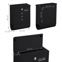 Postkasser & Brevindkast^Postkasse med avisholder, 38x31x13 cm, metal