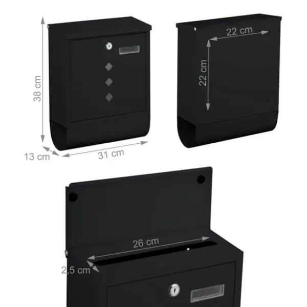 Postkasser & Brevindkast^Postkasse med avisholder, 38x31x13 cm, metal