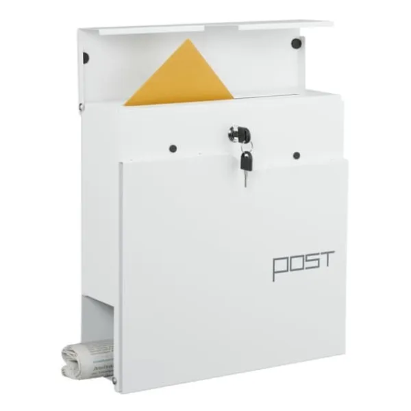 Postkasser & Brevindkast^Postkasse med avisholder, 38x37x12 cm, Metal