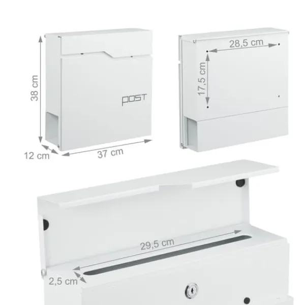 Postkasser & Brevindkast^Postkasse med avisholder, 38x37x12 cm, Metal