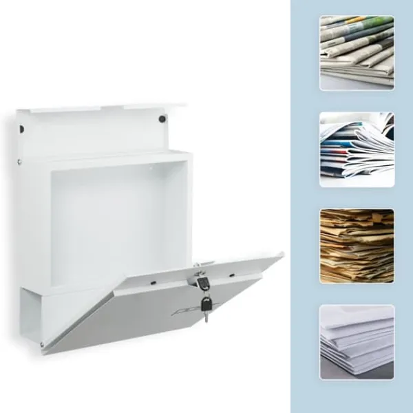 Postkasser & Brevindkast^Postkasse med avisholder, 38x37x12 cm, Metal