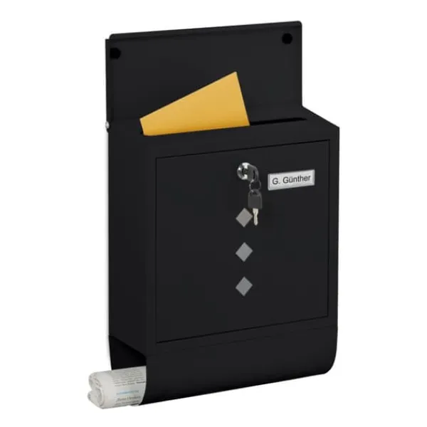 Postkasser & Brevindkast^Postkasse med avisholder, 38x31x13 cm, metal