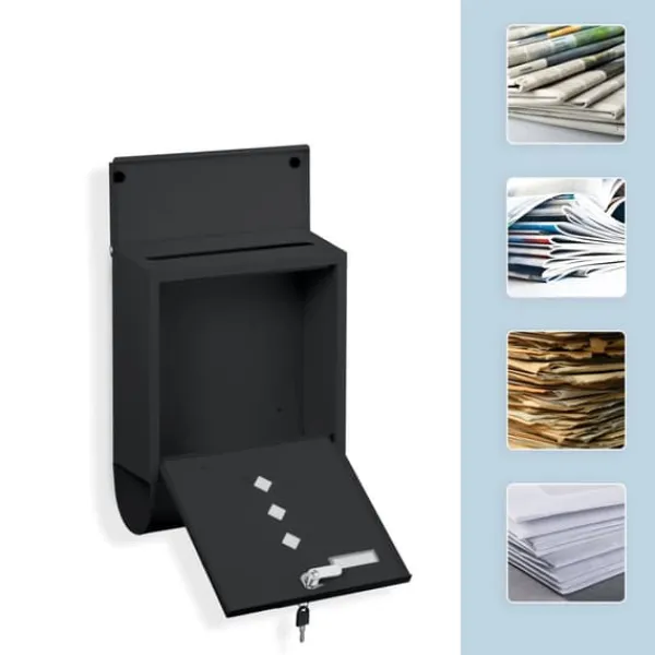 Postkasser & Brevindkast^Postkasse med avisholder, 38x31x13 cm, metal