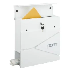 Postkasser & Brevindkast^Postkasse med avisindkast, 38x37x12 cm, metal