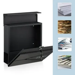 Outlet Postkasse med avisindkast, 38x37x12 cm, metal Postkasser & Brevindkast