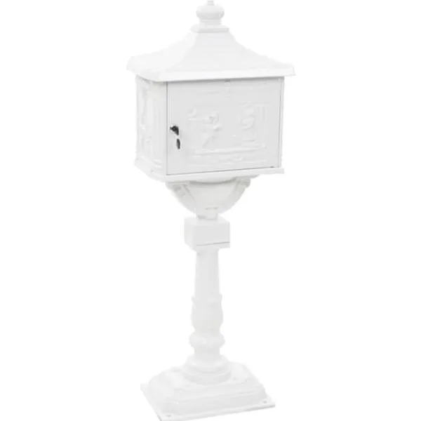 Best Postkasse med piedestal i vintagestil - Rustbestandig aluminium | Farve: Hvid Postkasser & Brevindkast